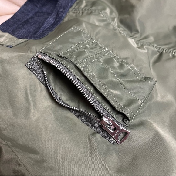 SACAI x APC Large Denim Tote Bag Reversible Green Nylon Bomber Jacket Style - Picture 7 of 16